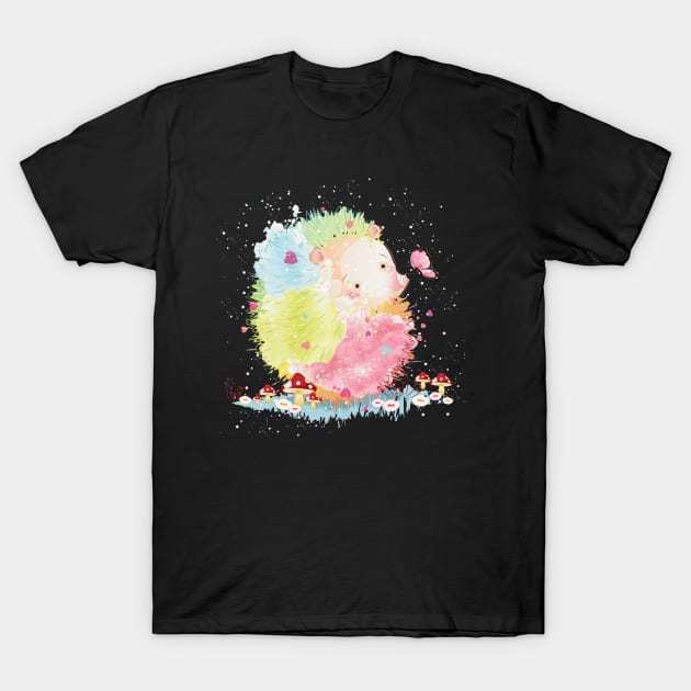 Rainbow hedgehog in watercolor style T-Shirt by Choulous79